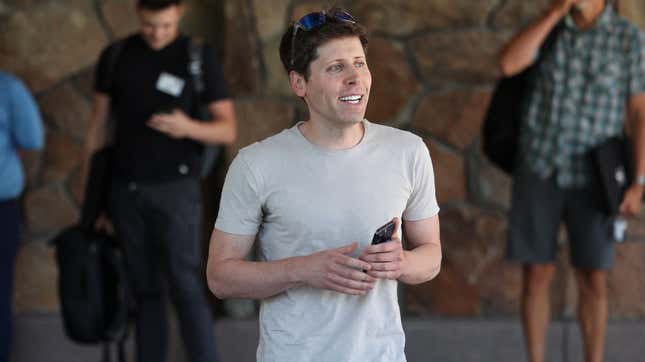 EO of OpenAI Sam Altman arrives at the Sun Valley Lodge for the Allen & Company Sun Valley Conference on July 11, 2023 in Sun Valley, Idaho. Every July, some of the world's most wealthy and powerful businesspeople from the media, finance, technology and political spheres converge at the Sun Valley Resort for the exclusive weeklong conference. 