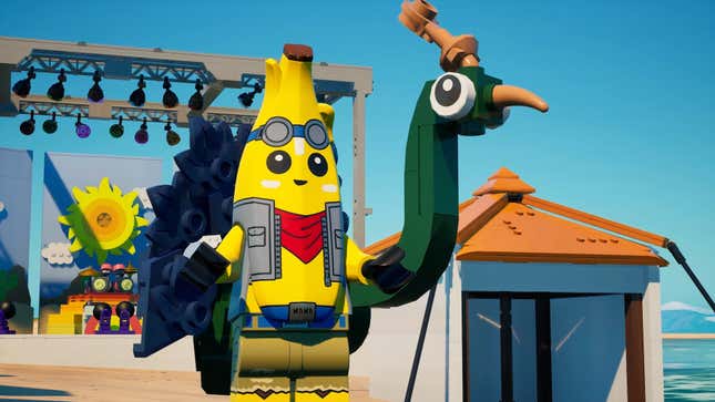 A screenshot shows a Lego banana in Fortnite. 