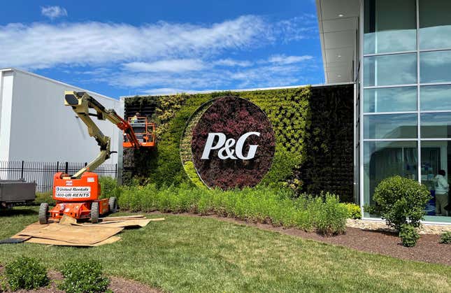 Procter & Gamble logo in front of factory