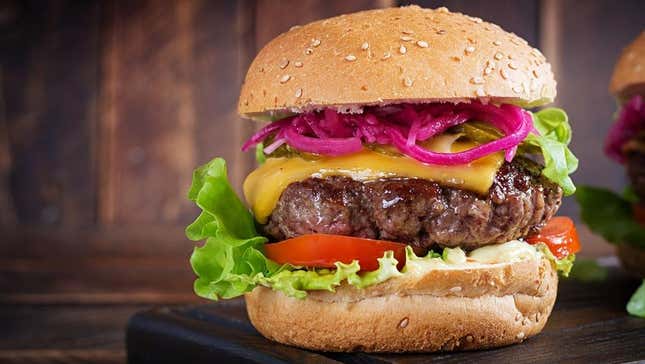 Cheeseburgers with pickled onions