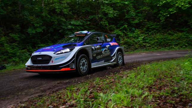 A photo of a rally car racing in Ohio. 