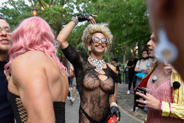 Image for article titled New York City's Drag March Brought the Glamour, Glitter, Feathers, and Leather