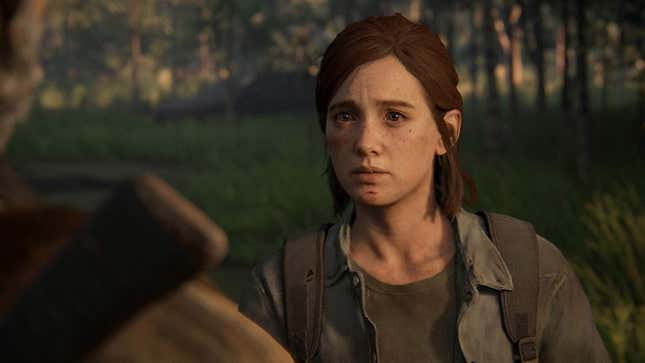 A screenshot shows Ellie looking very sad. 