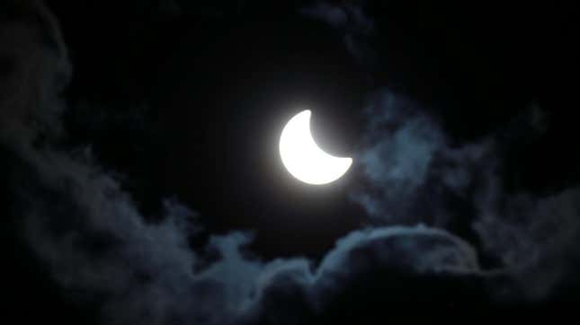 A cloudy view of the August 25, 2017 solar eclipse.