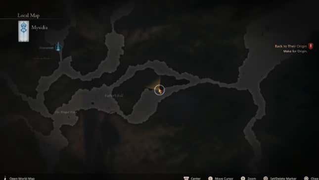 Una captura de pantalla del mapa en FF16.