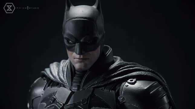 A statue of Robert Pattinson as Batman from Matt Reeves' upcoming DC Comics movie.