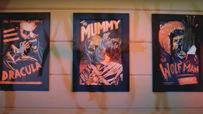 Posters for Dracula, The Mummy and The Wolfman.