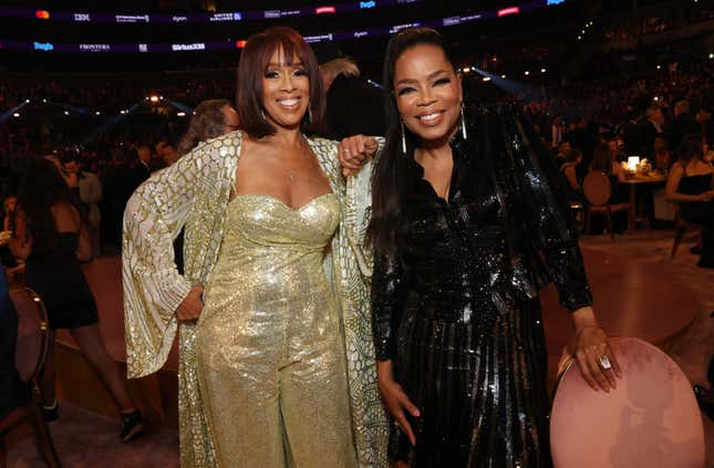 Gayle King and Oprah Winfrey attend the 66th GRAMMY Awards at Crypto.com Arena on February 04, 2024 in Los Angeles, California.