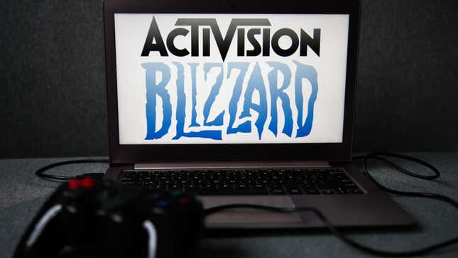 The Activision Blizzard logo, September 2021 photo illustration.