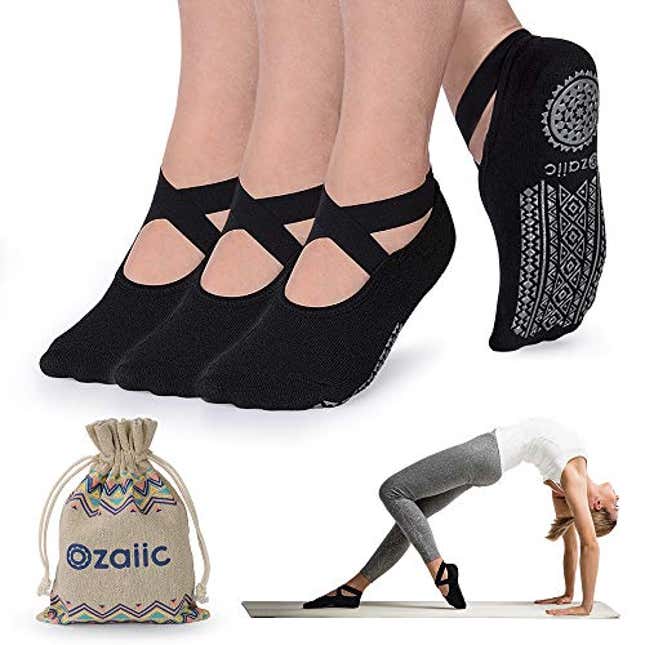 Image for article titled Ozaiic Yoga Socks for Women Non-Slip Grips &amp; Straps, Now 23% Off