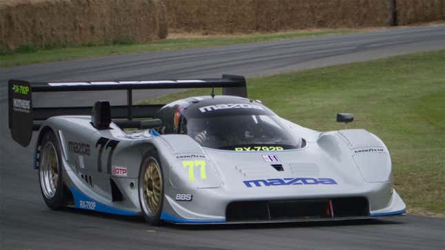 A photo of a 1992 Mazda race car. 