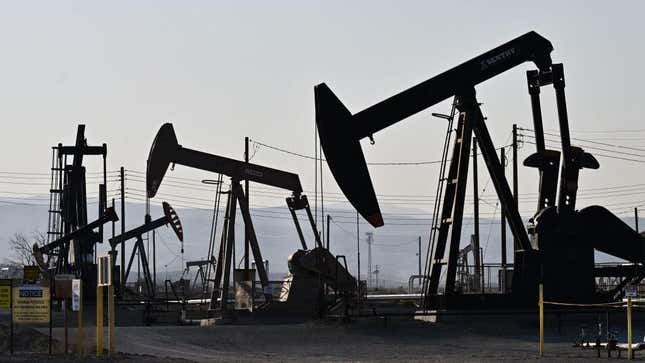 Working oil pumpjacks on the outskirts of Maricopa in Kern County, California, on September 21, 2023.