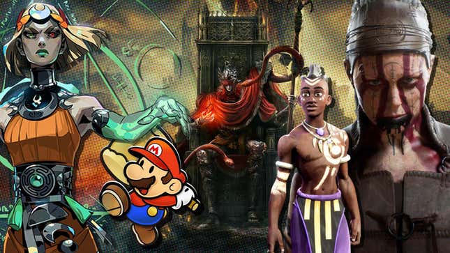 Characters from Hades, Paper Mario, Elden Ring, Tales of Kenzera, and Hellblade II.