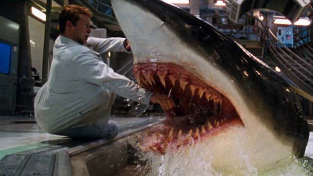 Shark attacking a man