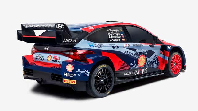 Image for article titled Hyundai's New World Rally Car Has A Wing On Its Wing