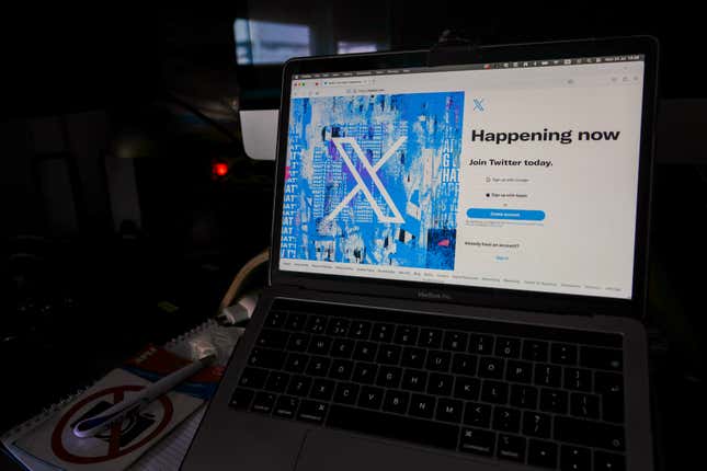 FILE - The X logo is shown on a computer screen in Belgrade, Serbia, July 24, 2023. X, the platform formerly known as Twitter, has started restoring complimentary blue checks to some &quot;influential&quot; users. (AP Photo/Darko Vojinovic, File)