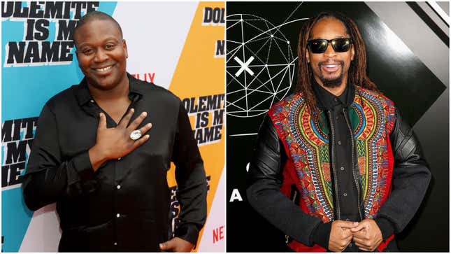 (L-) Tituss Burgess at the “Dolemite Is My Name” premiere on September 28, 2019 in Los Angeles, California; Lil Jon attends the Pencils of Promise 10th Anniversary Gala on October 24, 2018 in Brooklyn, New York.