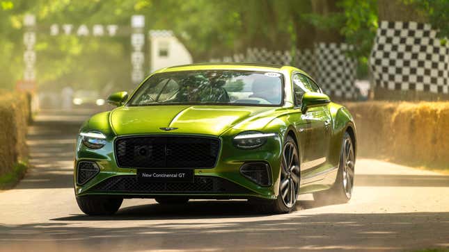 A green COntinental GT driving at Goodwood