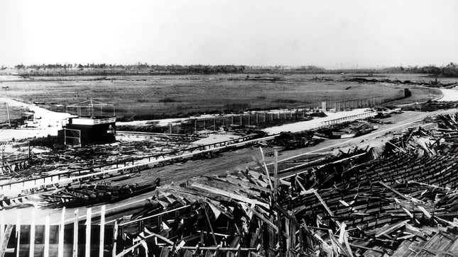 Fulford-Miami Speedway after the Great Miami Hurricane of 1926.