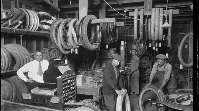 Interior of Phillips Tire Shop, Los Angeles, CA. 