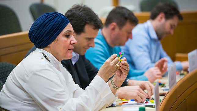 Executive Education participants in Professor Stefan Thomke’s class employ a methodology called LEGO Serious Play.