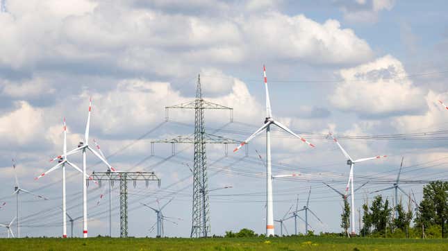 Wind turbines and power lines