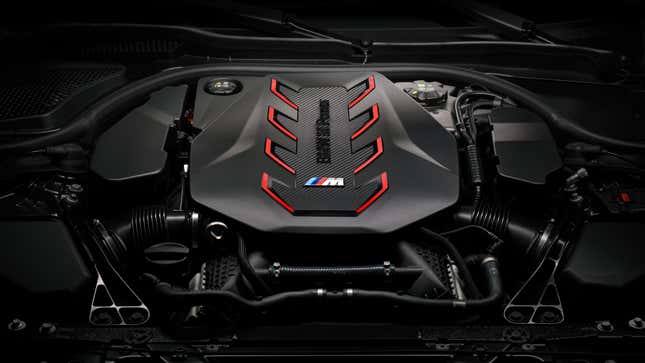 An underhood shot of the M5's engine