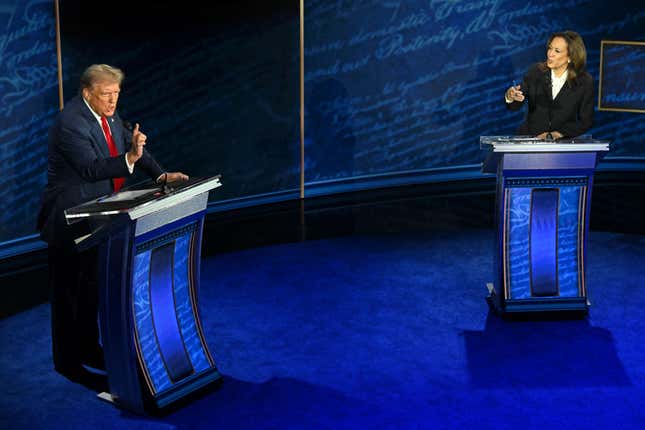 Vice President and Democratic presidential candidate Kamala Harris and Former President and Republican presidential candidate Donald Trump during their first — and so far only — presidential debate.