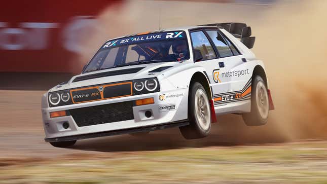 Image for article titled An All-Electric Lancia Delta Restomod Will Take The World Rallycross Circuit Next Year