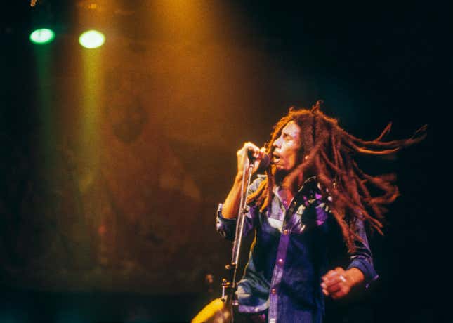 Bob Marley and the Wailers perform at the Apollo Theater on November 22, 1979 in New York, New York.