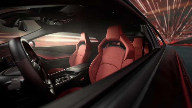 Red bucket seats of a 2024 Dodge Charger Daytona EV