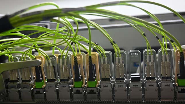 Optical fibers at a data center's network infrastructure 