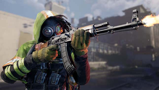 An image shows a man with an assault rifle in XDefiant. 