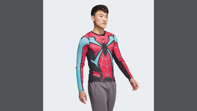 An image shows Adidas' Miles Morales-inspired compression top. 