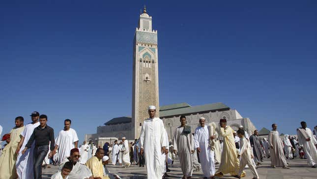 King Hassan II Mosque in Casablanca .