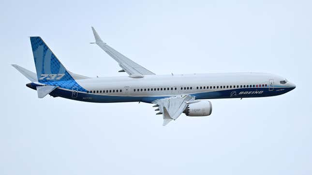 A Boeing 737-10 Max performs during the 54th International Paris Air Show at Le Bourget Airport, north of Paris, France on June 19, 2023.
