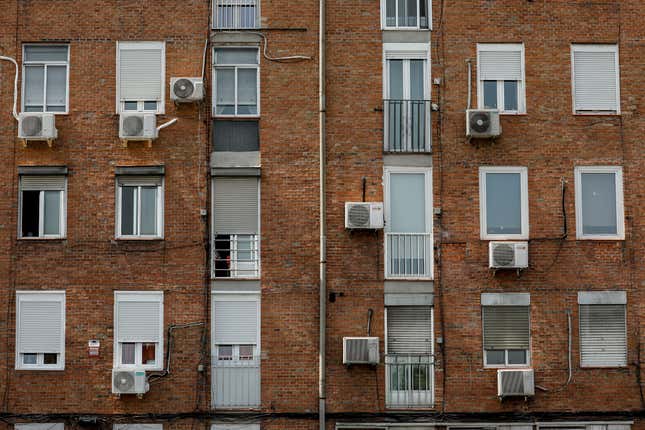 Air conditioning units outside a residential building