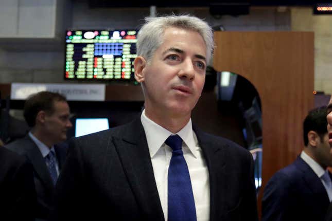 FILE - Bill Ackman, CEO and founder of Pershing Square Capital, visits the floor of the New York Stock Exchange, Nov. 10, 2015. Ackman was a prominent critic of former Harvard President Claudine Gay, who recently resigned following charges that her academic writing contained examples of improperly credited work. On Sunday, Jan. 14, 2024, Business Insider’s top executive and parent company said they were satisfied with the fairness and accuracy of stories that made plagiarism accusations against Ackman&#39;s wife, a former MIT professor. (AP Photo/Richard Drew, File)