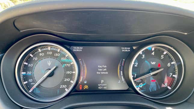 A photo of the gauge cluster showing physical gauges