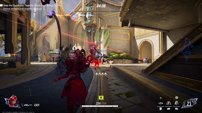 Scarlet Witch attacks several enemies at once.