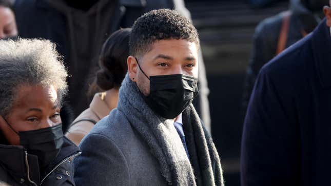 “Empire” actor Jussie Smollett arrives at the Leighton Criminal Courts Building for day seven of his trial on December 8, 2021 in Chicago, Illinois.