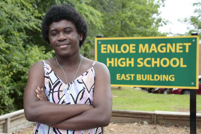 Graduating senior from Enloe High School, Malika Mobley has concerns about proposed increases in police presence in schools following the recent Texas school shooting, Thursday, June 3, 2022, in Raleigh, N.C. To reassure students and educators following the mass shooting at a Texas elementary school, districts around the country pledged to boost security measures and increase law enforcement’s presence on campus.