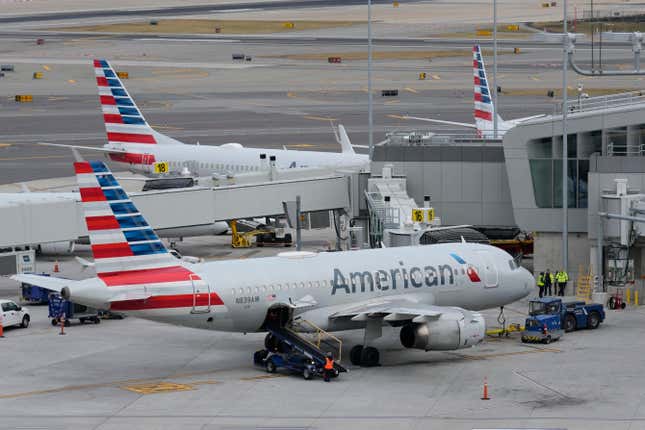 FILE - American Airlines planes sit on the tarmac at Terminal B at LaGuardia Airport, Jan. 11, 2023, in New York. A man who was arrested earlier in the week in Amarillo, Texas, for assaulting and American Airlines flight attendant and arresting police officers is facing a charge of interfering with a flight crew, punishable by up to 20 years in prison if convicted, according to an FBI agent&#39;s account unsealed Friday, Jan. 5, 2024. (AP Photo/Seth Wenig, File)