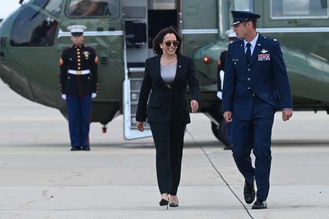 US Vice President Kamala Harris makes her way to board Air Force Two at Andrews Air Force Base in Maryland, on June 6, 2021, traveling to Guatemala. - Kamala Harris leaves for Latin America on Sunday on her first foreign trip to Guatemala and Mexico as Vice President. 