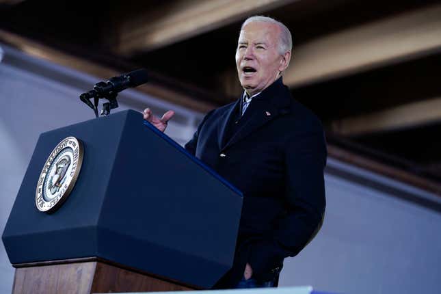 President Joe Biden speaks about his economic agenda at the Wisconsin Black Chamber of Commerce, Wednesday, Dec. 20, 2023, in Milwaukee. (AP Photo/Evan Vucci)