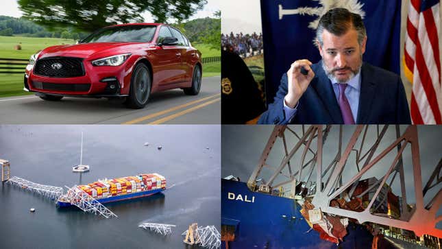 Image for article titled Baltimore Bridge Collapse, Ted Cruz&#39;s Feelings Require Police Detail And More In This Week&#39;s Best New Posts