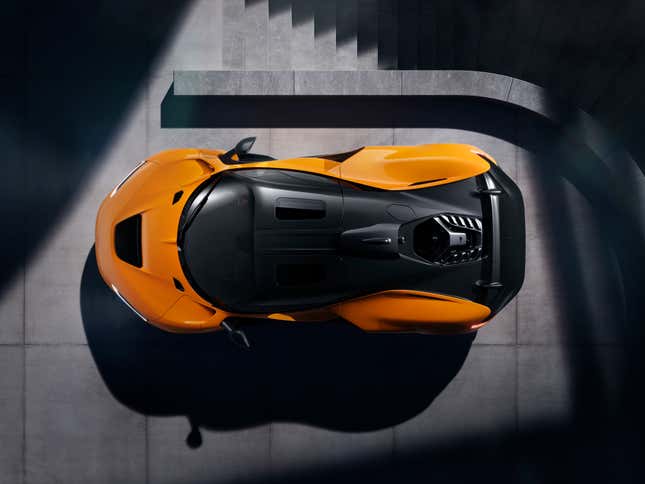 Top down view of an orange McLaren W1