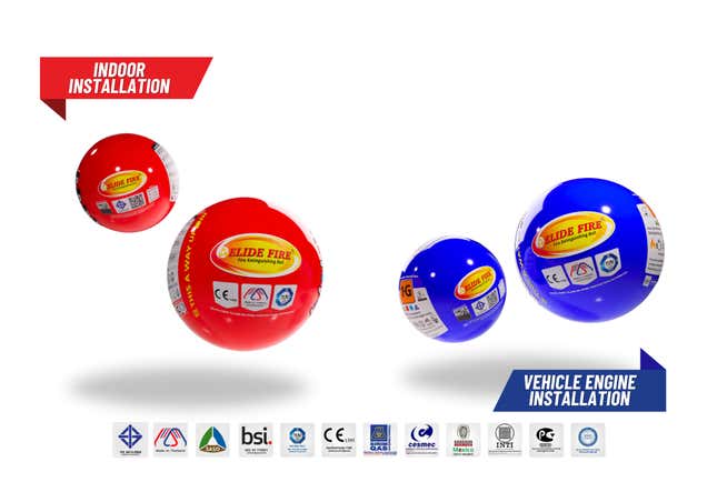 A screenshot of the Elide Fire Extinguishing Ball products.