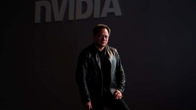 Jensen Huang, CEO of Nvidia, pauses at his keynote address at CES in Las Vegas