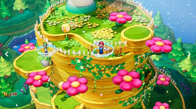 Mario and Luigi explore a colorful fantasy world.